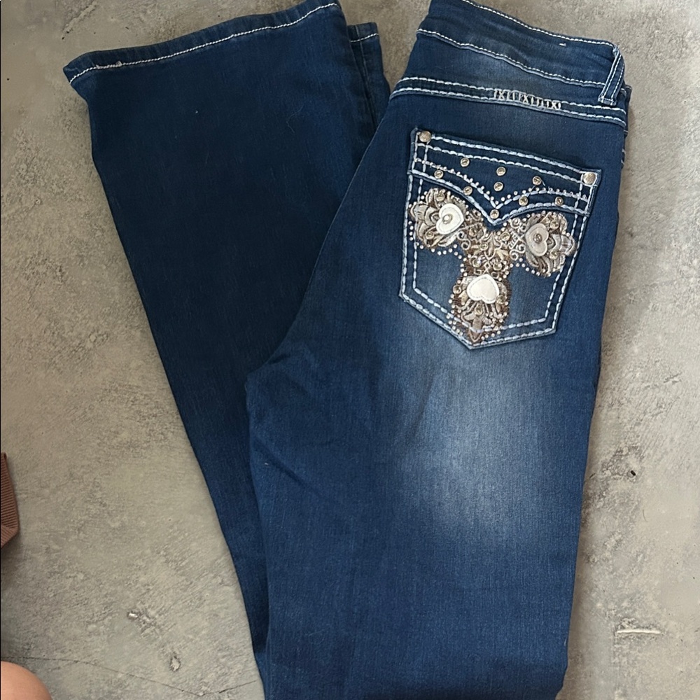 ‼️SOLD Boot Cut Jeans with Embellished Pockets